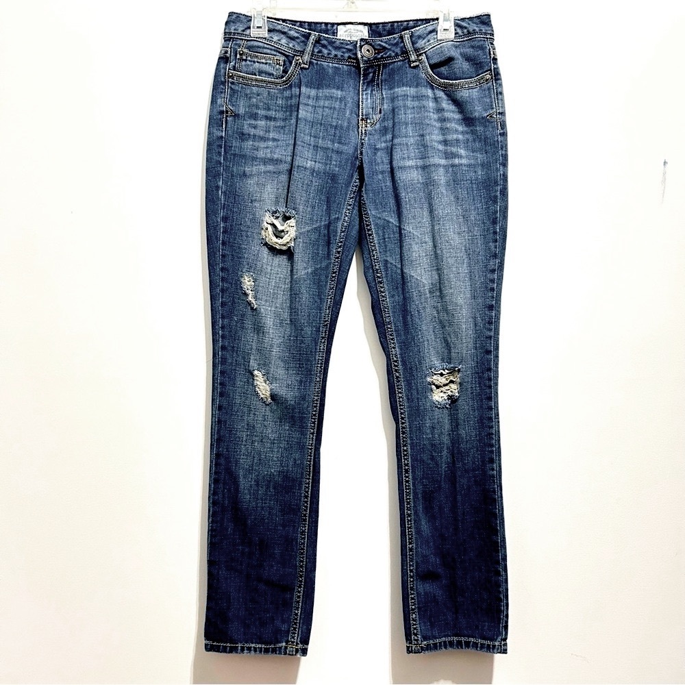 Aeropostale Women’s Distressed Blue Denim Skinny Jeans